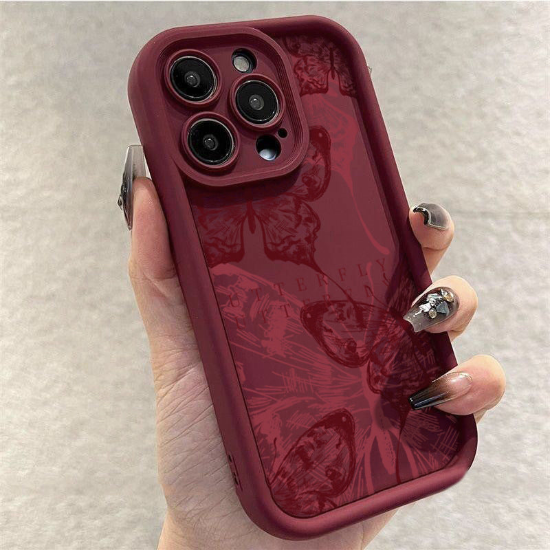 Vin rouge papillon mode fille cas téléphone