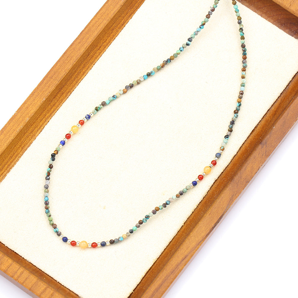 Mignon simple cassé collier en argent pendentif perle naturel perles colorées chaîne de col