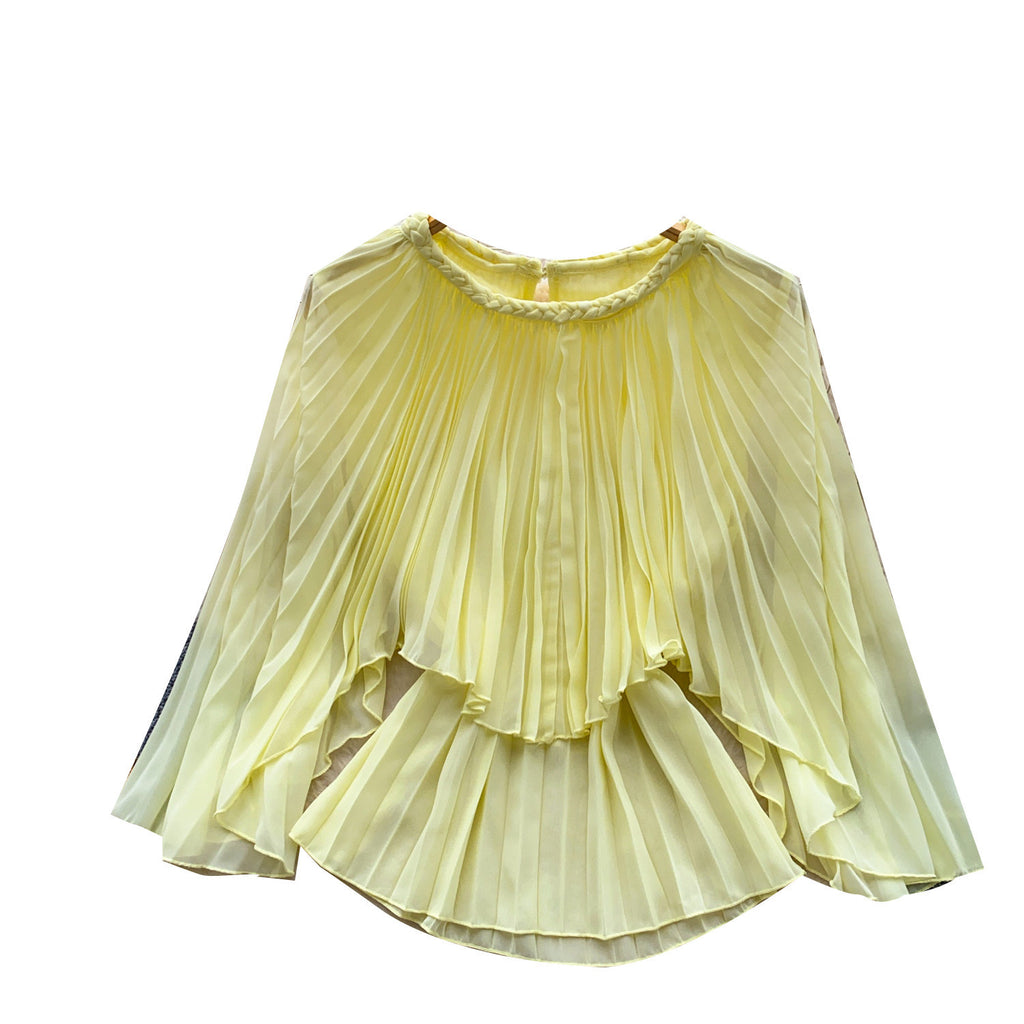 Femmes Solid-color Stand-collar Blouse de mousseline définie par la taille