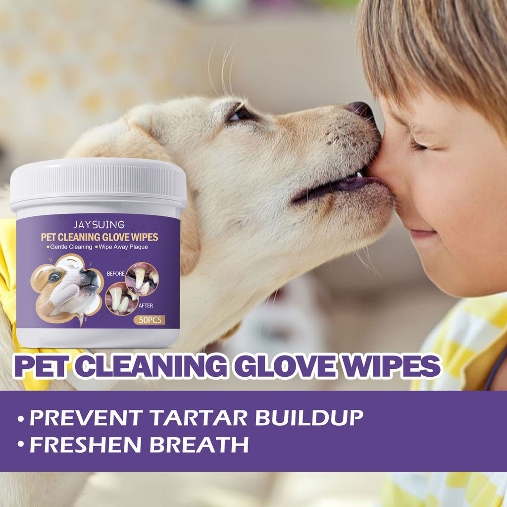 Jaysuing Pet Rafraîchissant Wipes Gants Animaux Soins Interdentaux Gentil Rafraîchissant Dents Parfum