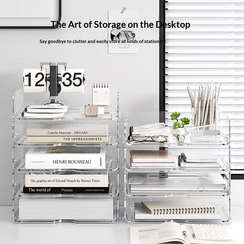 Organisateur de fichiers de bureau A4 Boîte de stockage à niveaux de papier