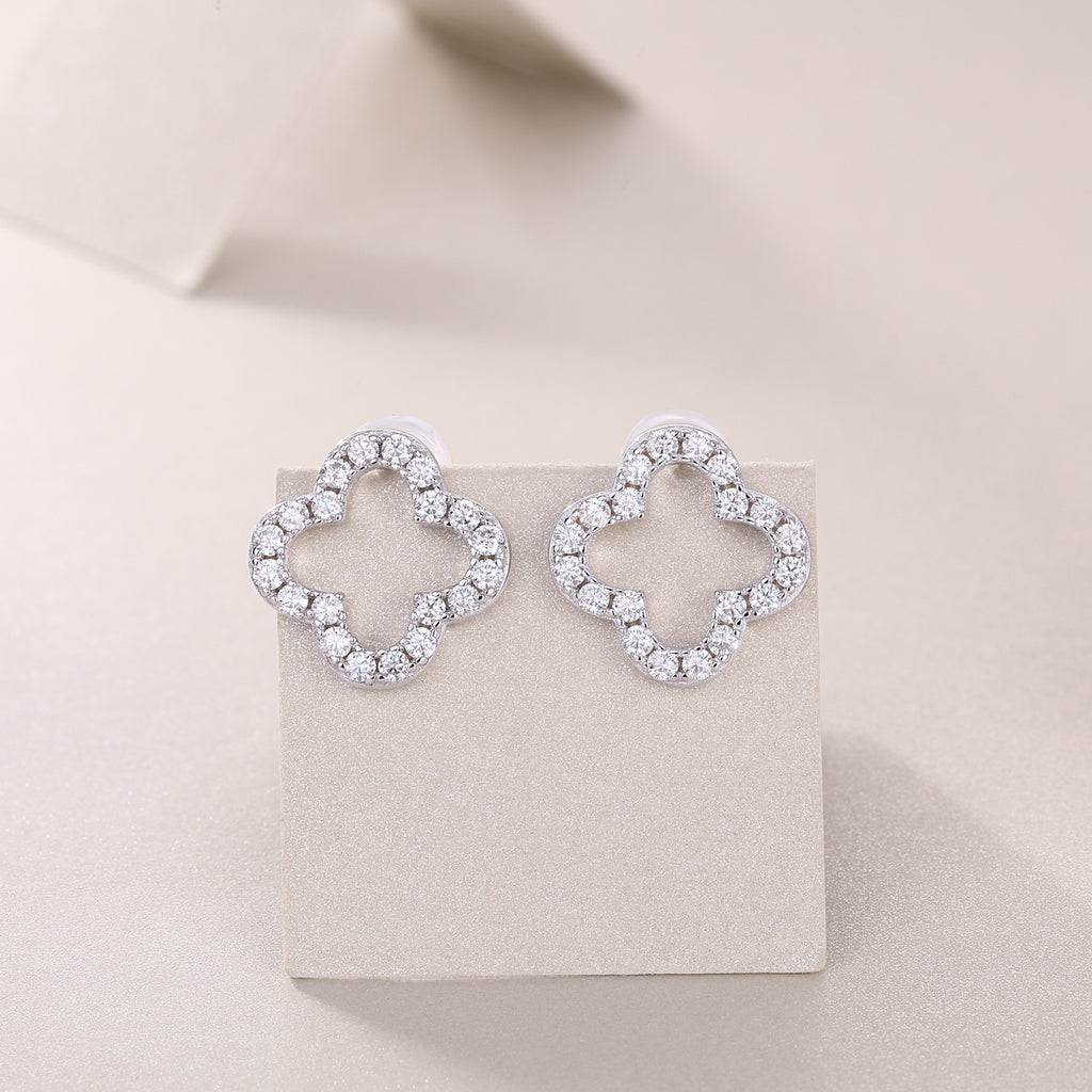 S925 Boucles d'oreilles en argent sterling à trèfle ouvert
