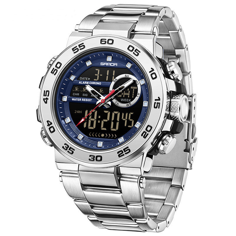 Simple Grand cadran Montre numérique étudiante à trois mains