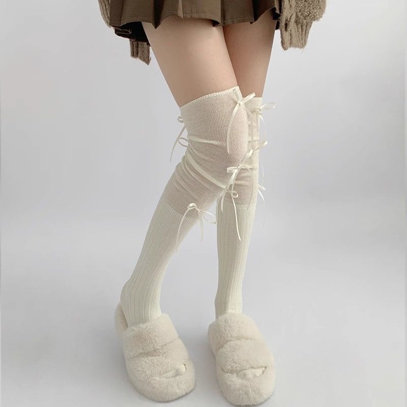 Femmes SpringAutomn Bas minces avec patchwork et Bowknot