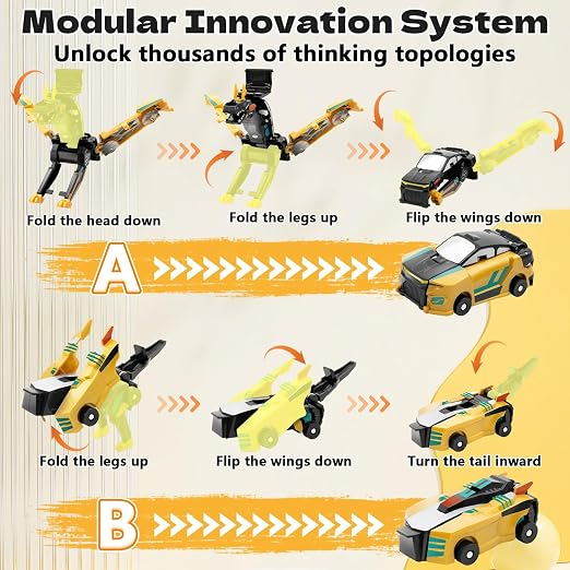 2-en-1 Unisex mécanique Mini magnétique-Triggered Auto-Transform Pegasus Car Toy