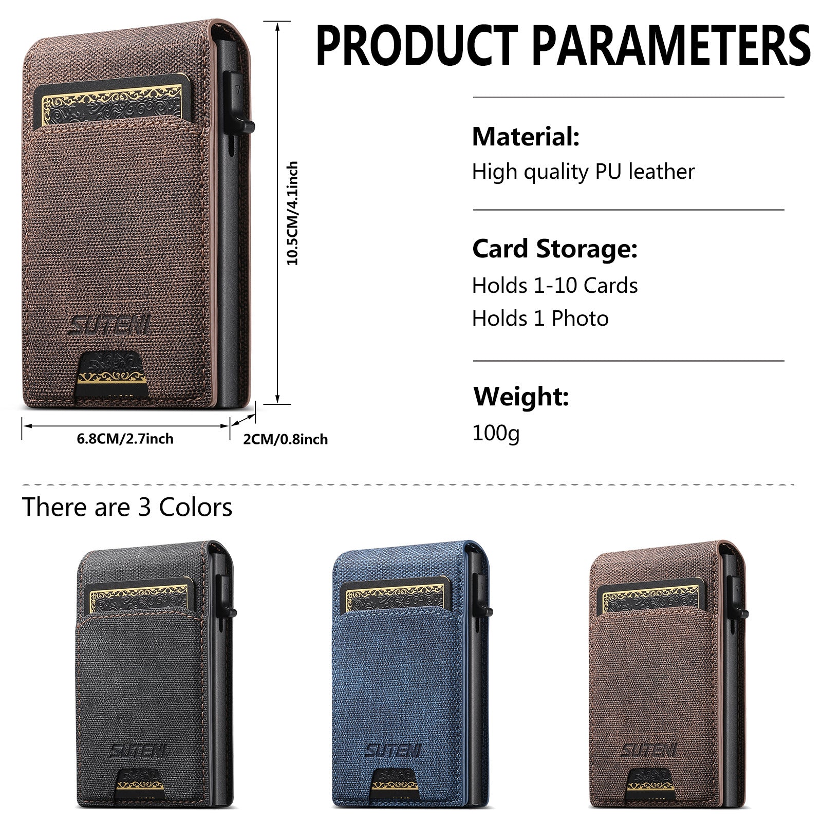 Porte-cartes en cuir denim givré pour hommes