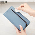 RFID Portefeuille antivol PU simple portable avec fermeture éclair et plusieurs fentes de cartes