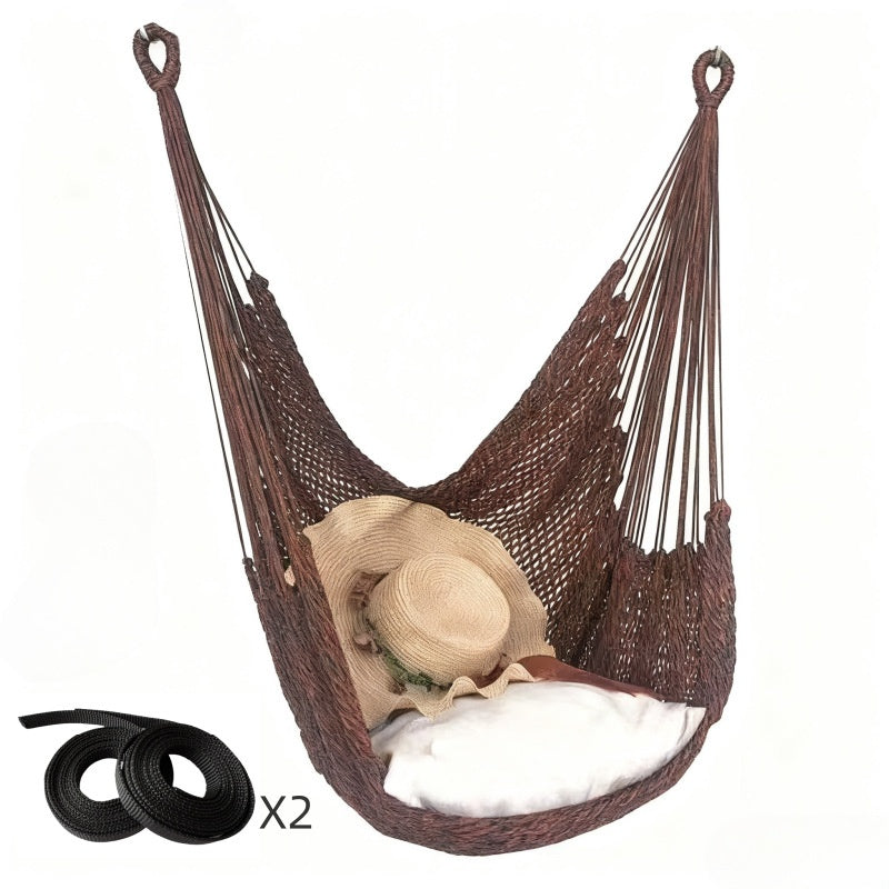 Balcony Home Courtyard Rocking Chair Nylon Mesh Rope Hanging Lounger