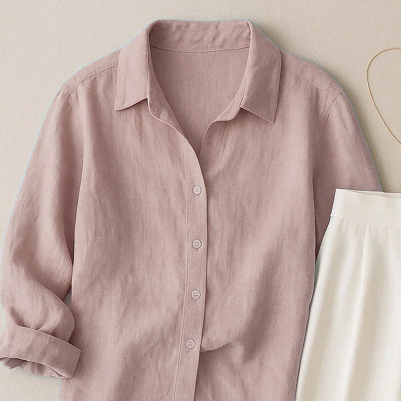 Chemise décontractée en couleur unie de style français