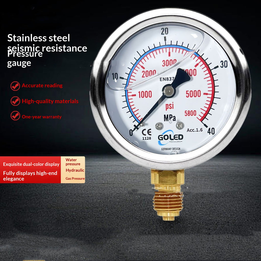 Mesure de pression pneumatique antichoc en acier inoxydable
