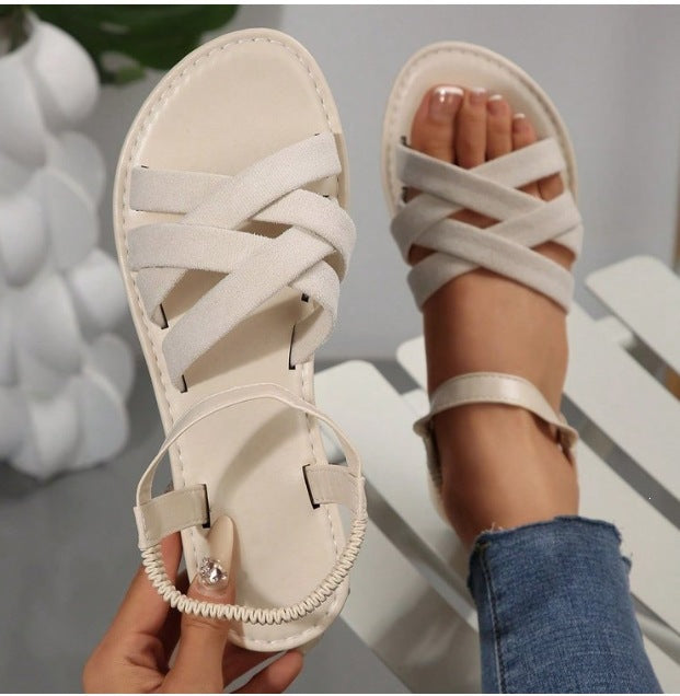 Sandales décontractées à velours plat pour femmes