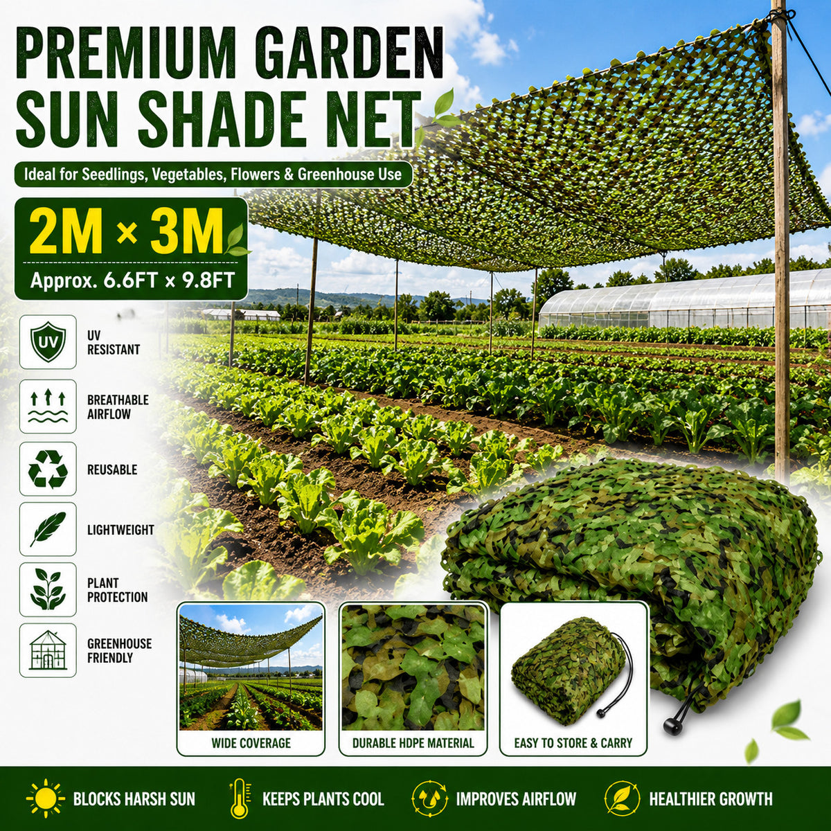 2x3M Camouflage Netting Military Camo Net Camping Blind Sunshade Couverture de voiture UV