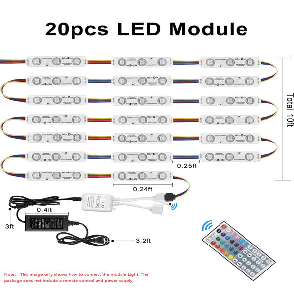 Module de moulage par injection à 3 lampes avec interface couleur RGB aux deux extrémités