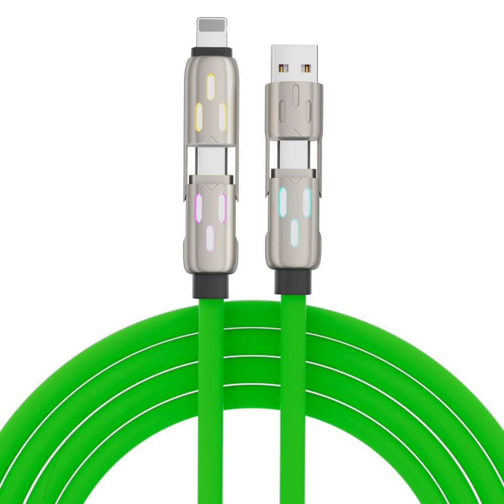 Adaptateur d'extension Real Silicone Data Câble de recharge de voiture quatre en un
