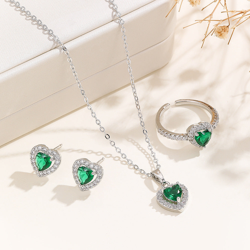 Collier de chaîne de clavicule de coeur Zircon doux et Edgy