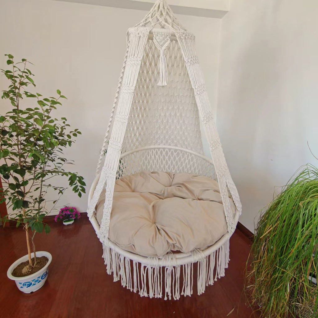 Grand fauteuil suspendu en coton tissé à la main