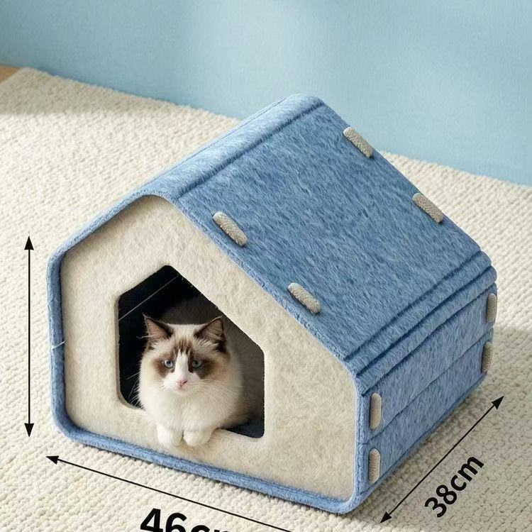 Lit de chat à feutre épais d'une pièce avec poste de scratching