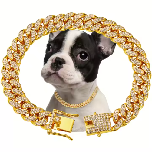 US LOCAL STOCK Hiphoppet Belle vente en alliage de luxe chaîne de chien Sparkling Diamond Secure Me