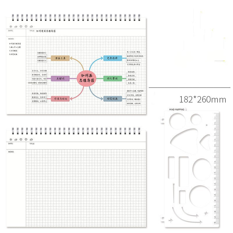 Carnet de notes de carte mentale avec modèle A4 Grand cuir souple