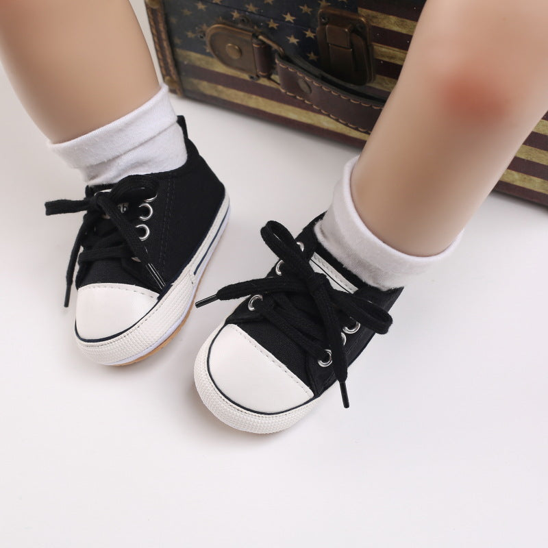 Semelle en caoutchouc antidérapante Homme et femme Bébé Lacing Casual Sports Chaussures pour tout-petit