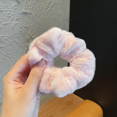 En peluche Grande bague de cheveux intestinale Macaron bande de cheveux mignon fluffy corde de cheveux