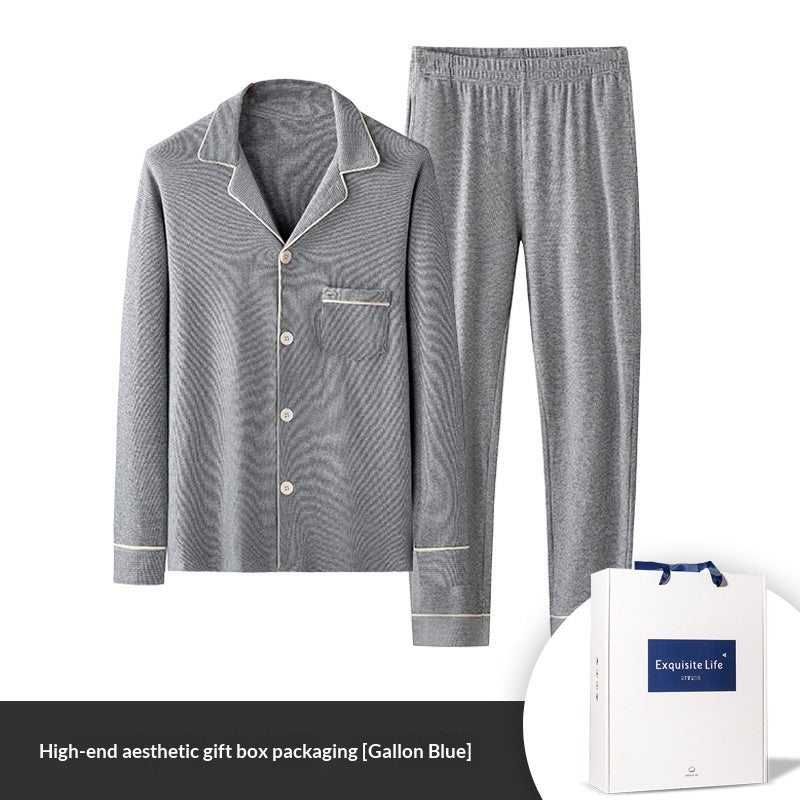 Men's Autumn/Winter Jacquard Plaid Pajama Set