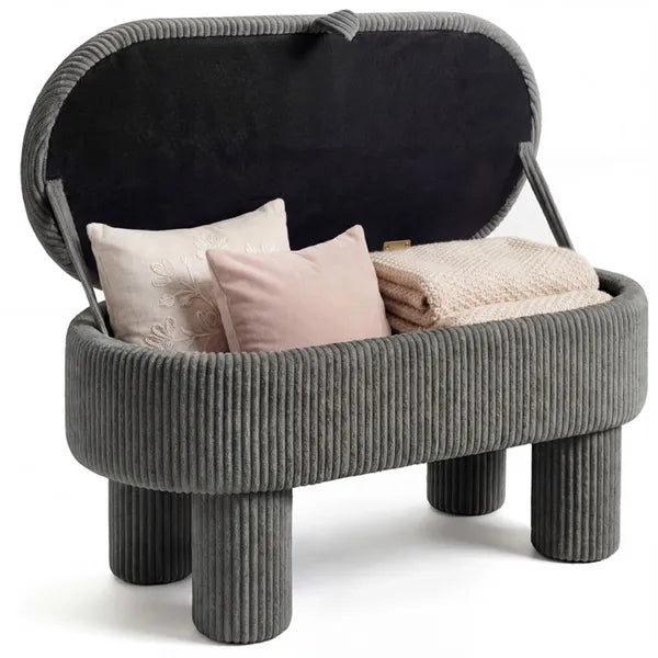 Banc de stockage Corduroy gris 42 pouces