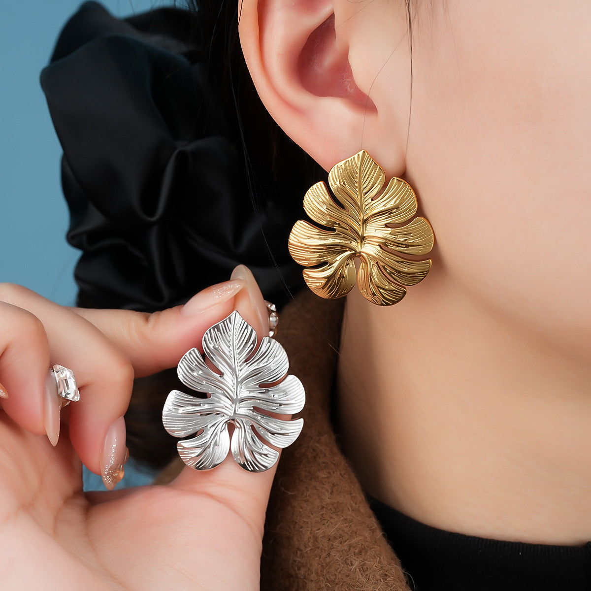 Boucles d'oreilles de pression en acier inoxydable vintage européen et américain
