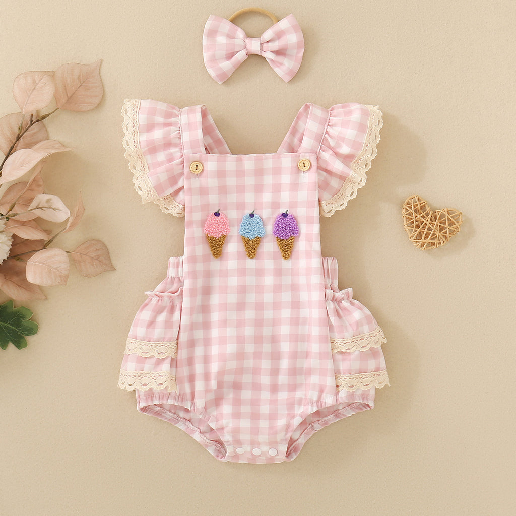 Sangle d'été combinaison de saut Plaid filles Romper