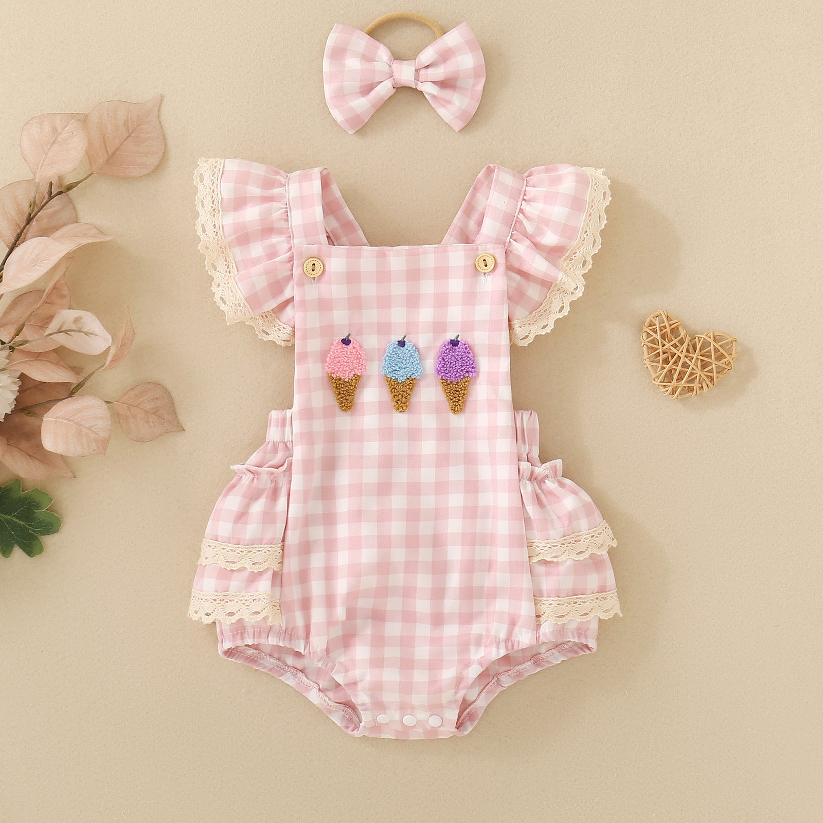 Sangle d'été combinaison de saut Plaid filles Romper