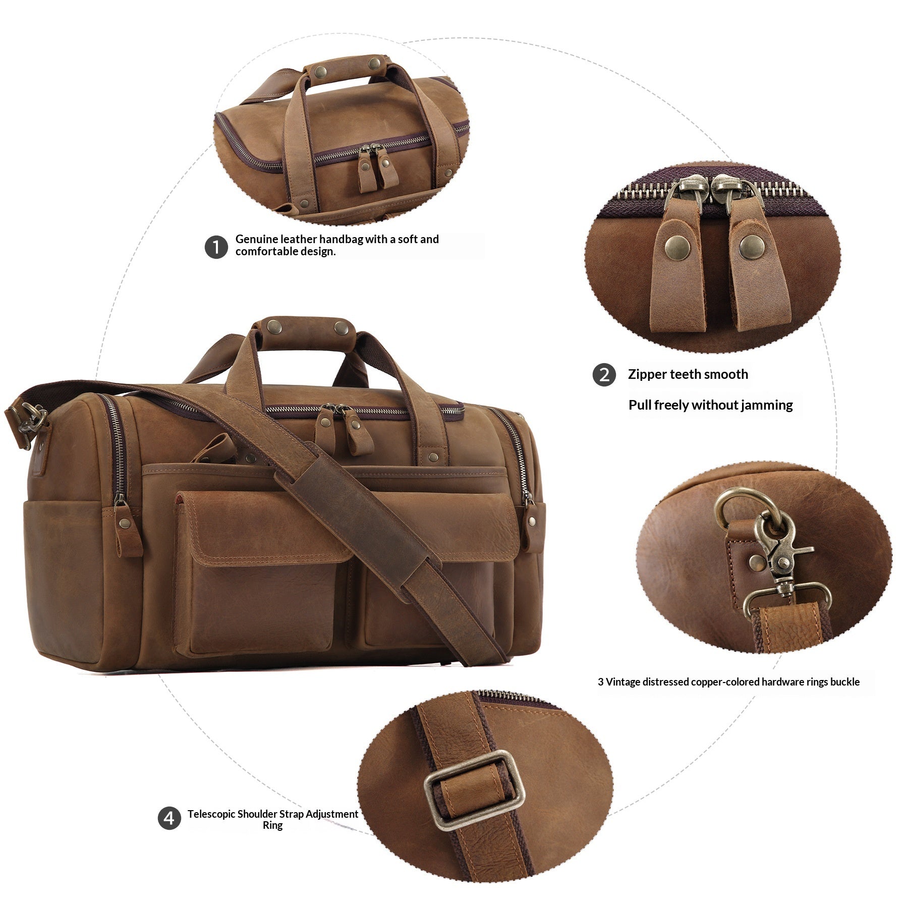 Sac de voyage en cuir véritable pour hommes