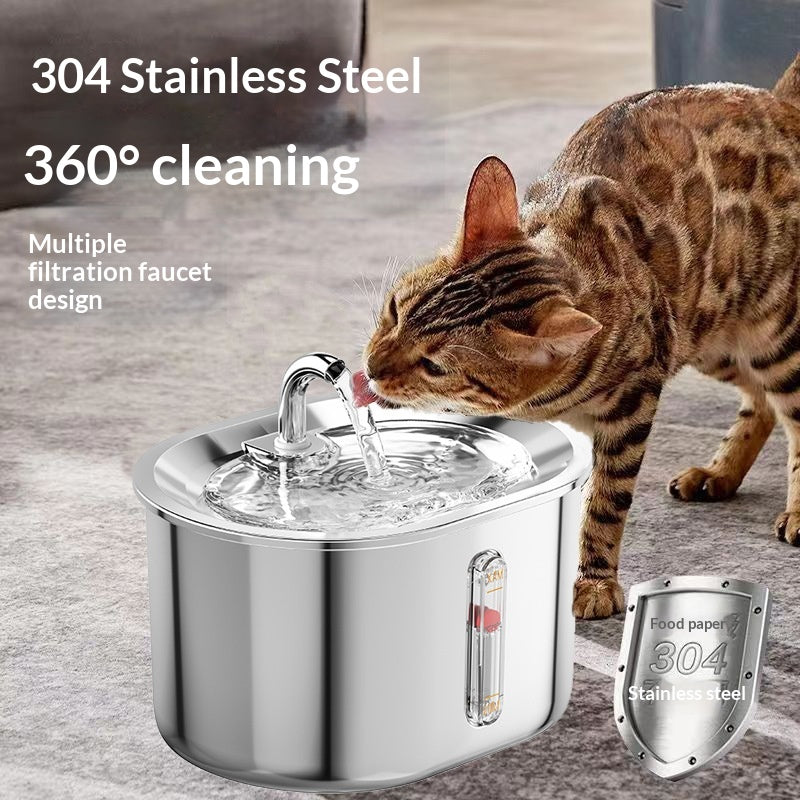 Fontaine d'eau pour animaux 304 Acier inoxydable Filtration circulaire pour chats