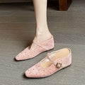 Retro Baotou demi-chaussures Léger Soft Bottom Petit style parfumé One Line Buckle Sl