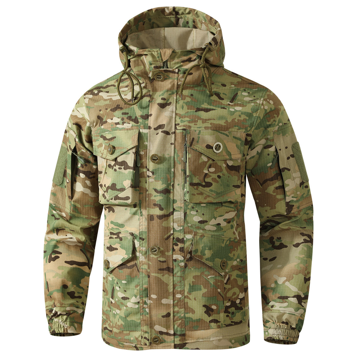 Veste de printemps pour homme Camouflage extérieur Casual Multi-Pocket Ensemble de vêtements de travail de taille moyenne