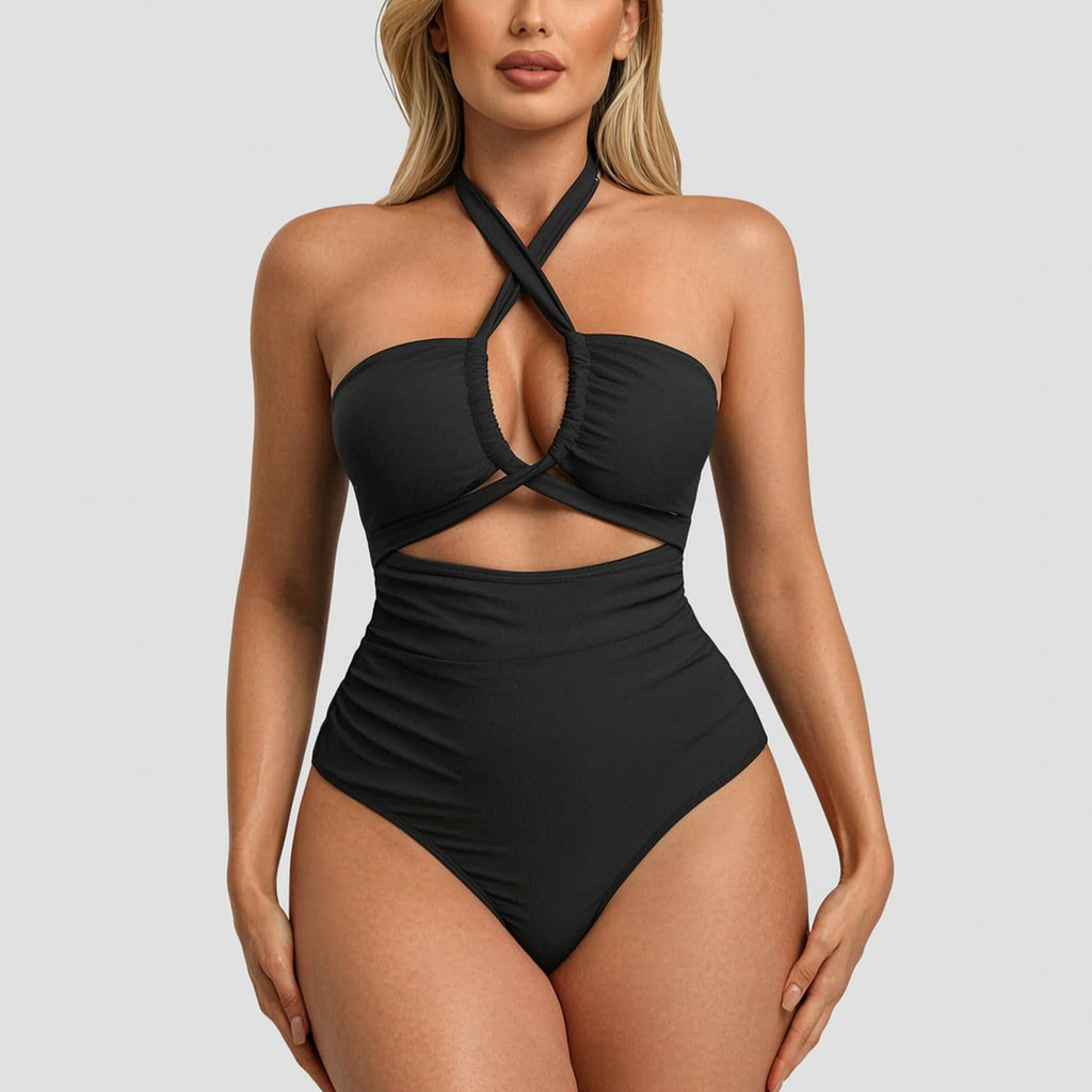 Maillot de bain à coupe d'haltère pour femmes Crisscross