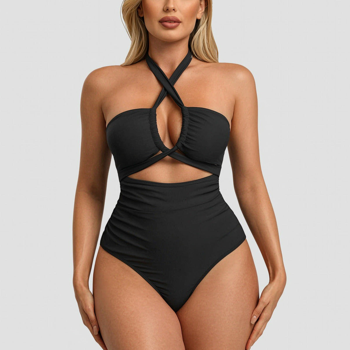 Maillot de bain à coupe d'haltère pour femmes Crisscross