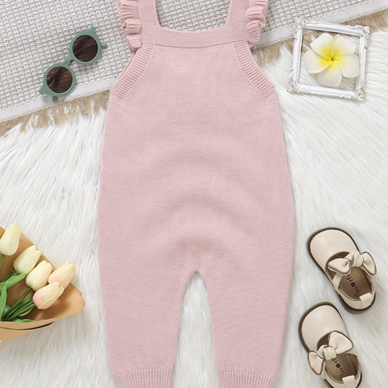 Automne et hiver Infant Solid Color Flounced Sling Rompers combinaison de saut