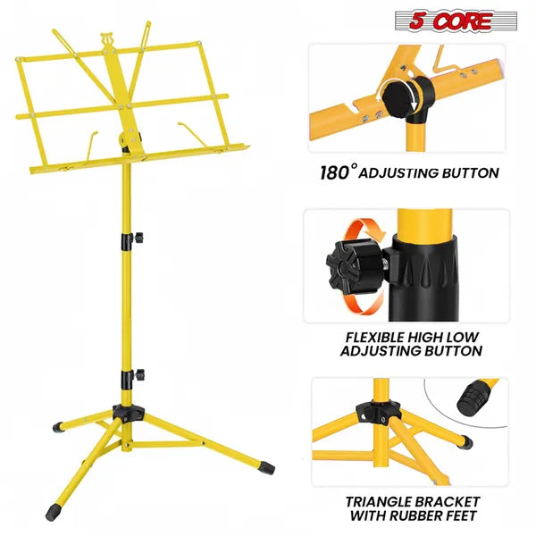 5 Core Music Stand réglable 57" Supports de livres de bureau Support de feuille Tout le livre métallique portable