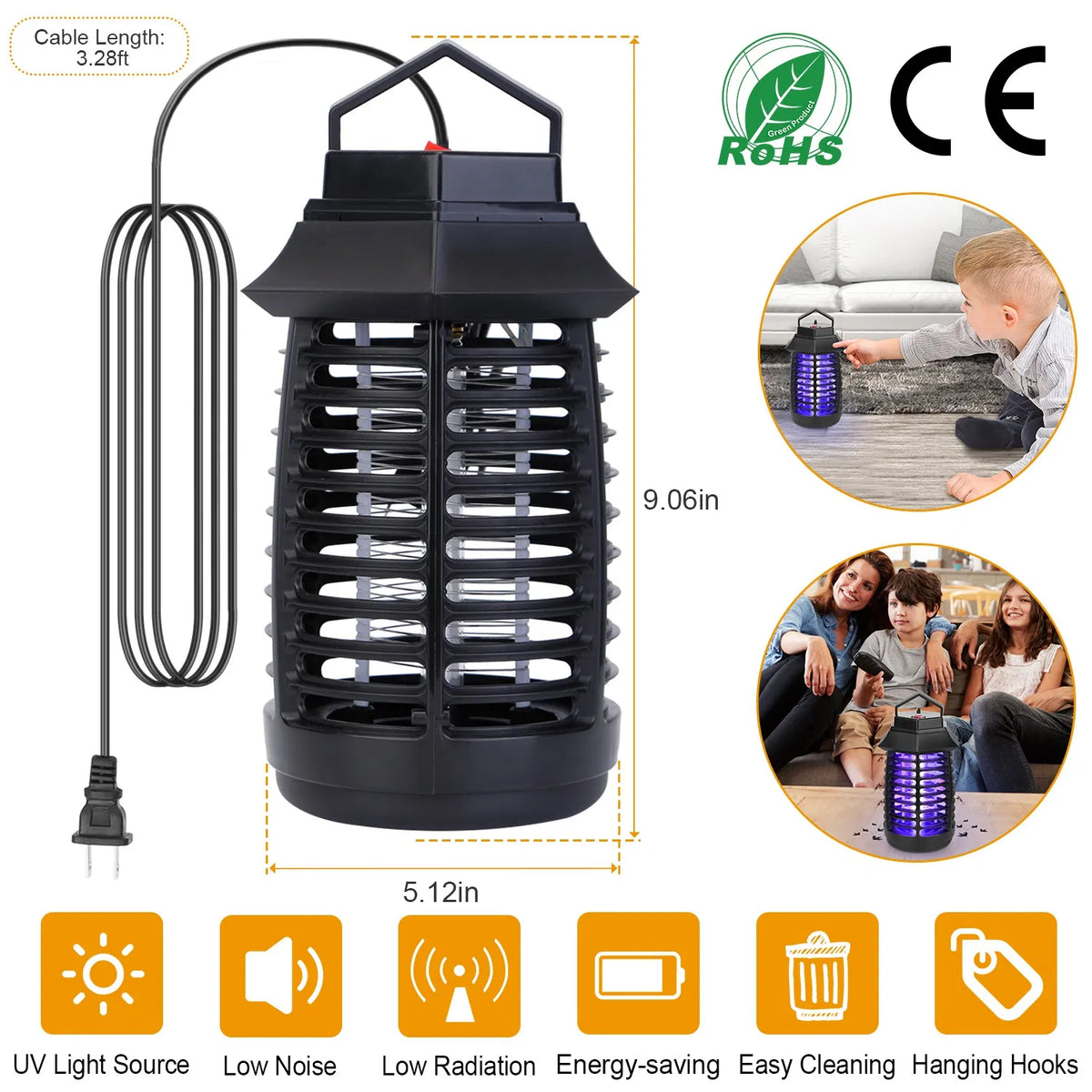 Bug Zapper Électrique de la lampe de tueur de Mosquito Insect Killer Peste légère Peste de mouche Harm