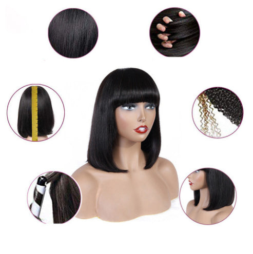 Cheveux humains Bob Wig Headgear Woven Top Coeur est naturel et réaliste