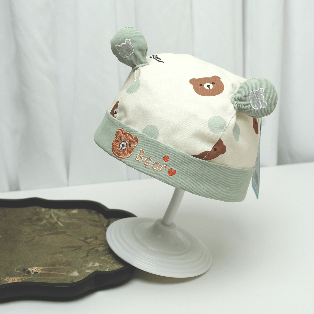 Été Baby-style tête d'ours de dessin animé brodé trois dimensions oreilles rembourrées Soft Top Com