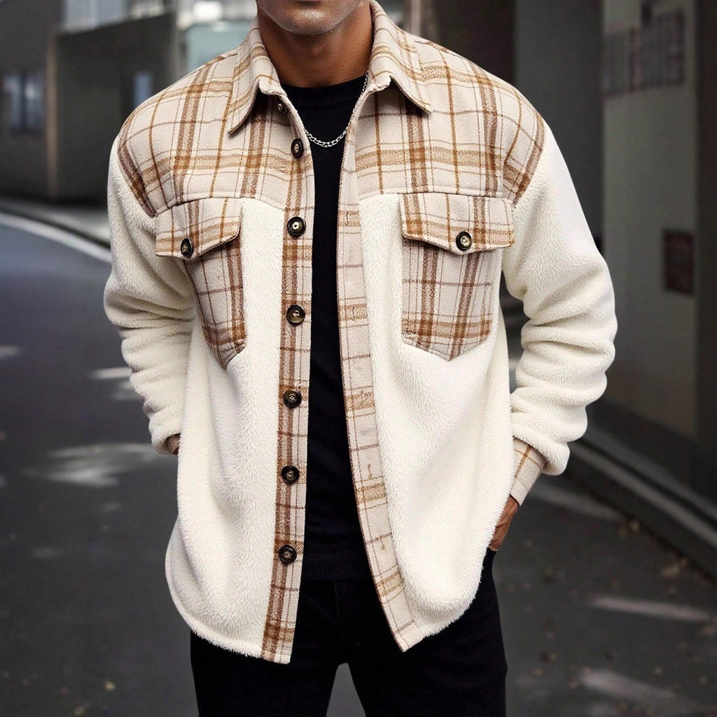 Veste de patchwork en peluche pour hommes