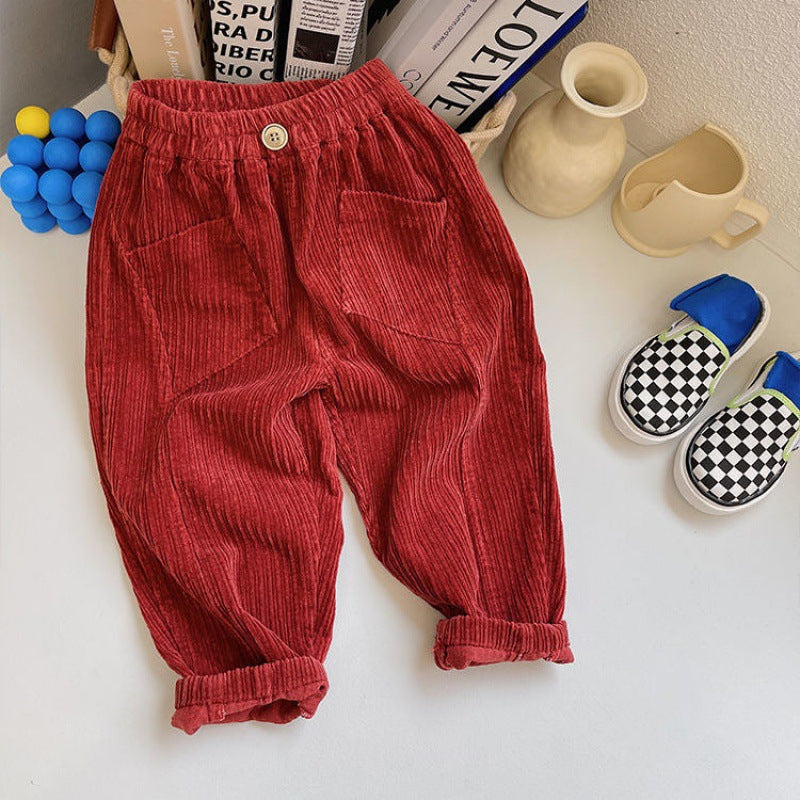 Pantalons d'automne et d'hiver pour enfants Pantalons en coton Corduroy