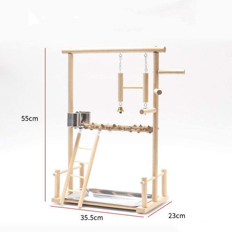 Aire de jeux pour oiseaux Plateforme interactive Stand Pole Solid Wood Frame