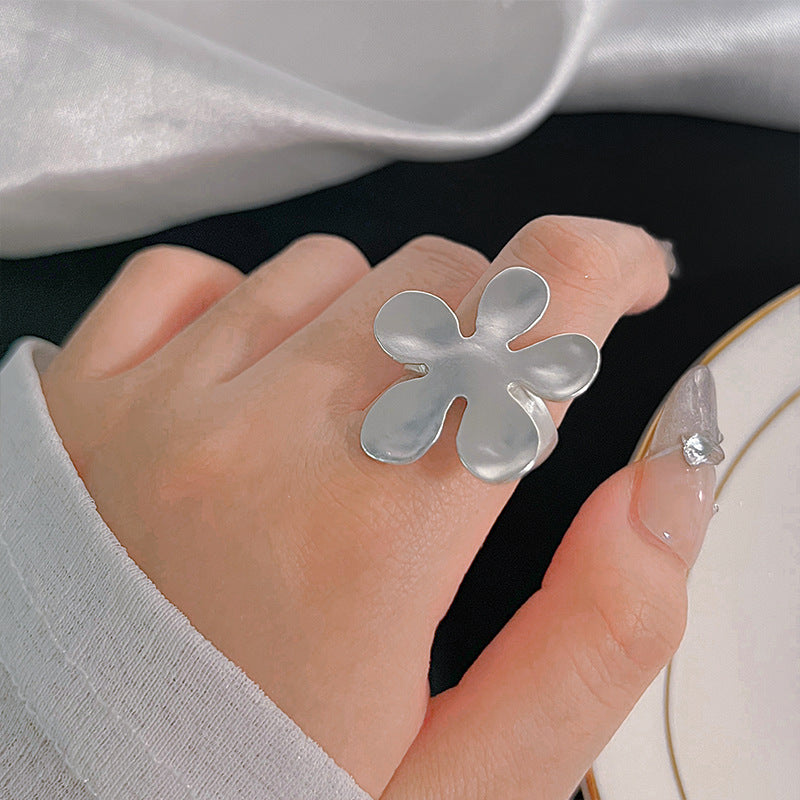 925 Argent Sterling Irrégulier Anneau Géométrique Femme Année Niche Design Sens Mode P