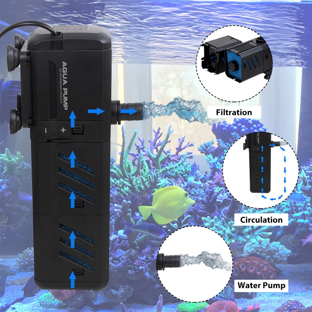 4 En 1 Aquarium réservoir de poisson filtre pompe d'eau filtre de purificateur interne