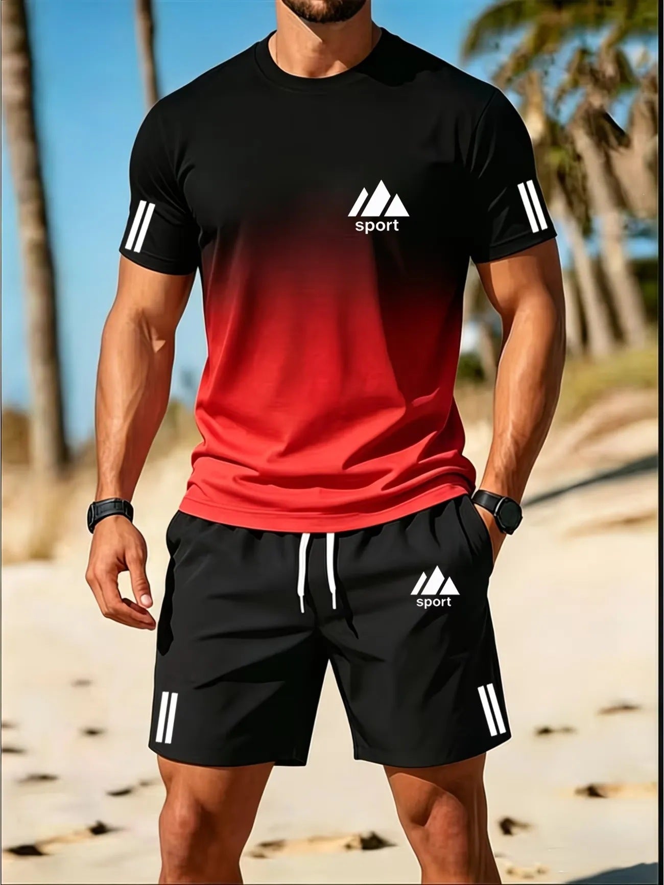 Ensemble de vêtements de sport occasionnels respirants Hommes Col d'équipage