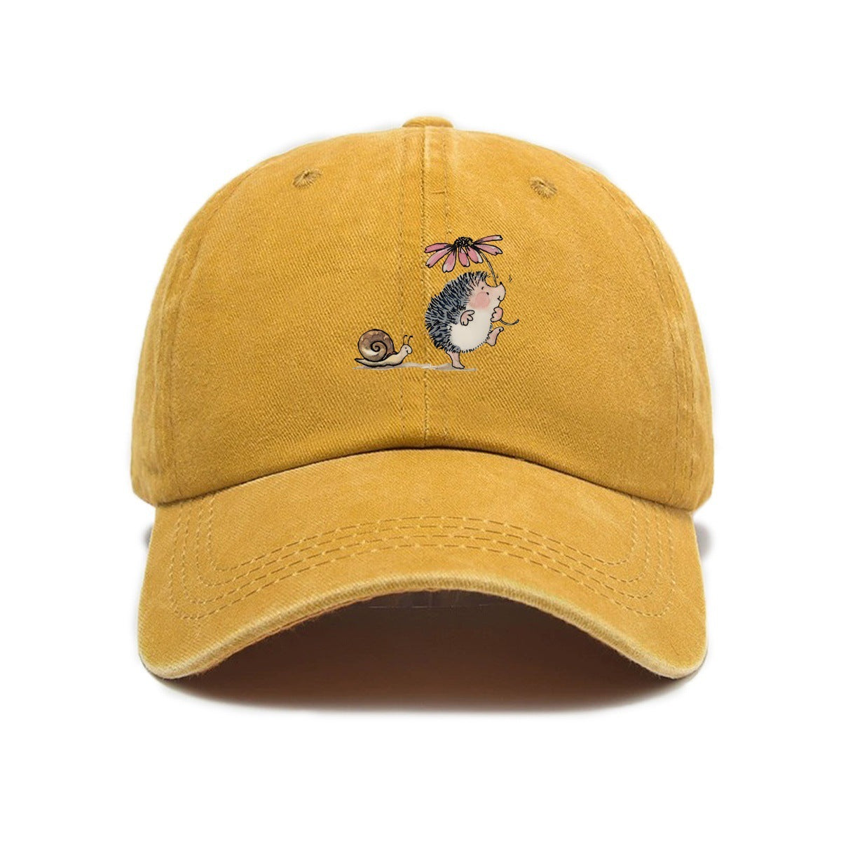 Simple cartoon Hedgehog et escargot imprimé Lavé l'ancienne casquette de baseball