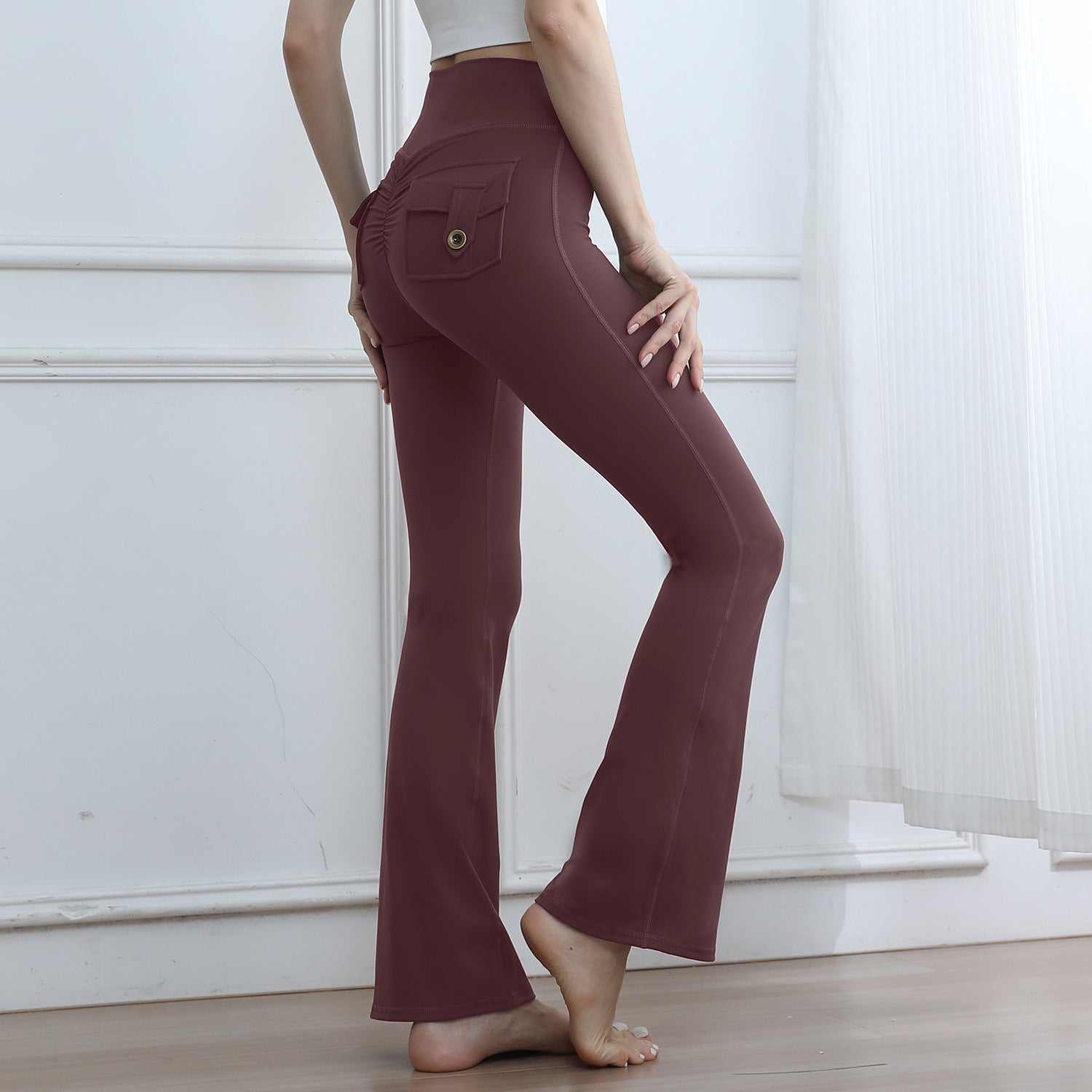 Pantalon de yoga à haute capacité de poche de pêche pour les femmes pour l'automne Et l'hiver