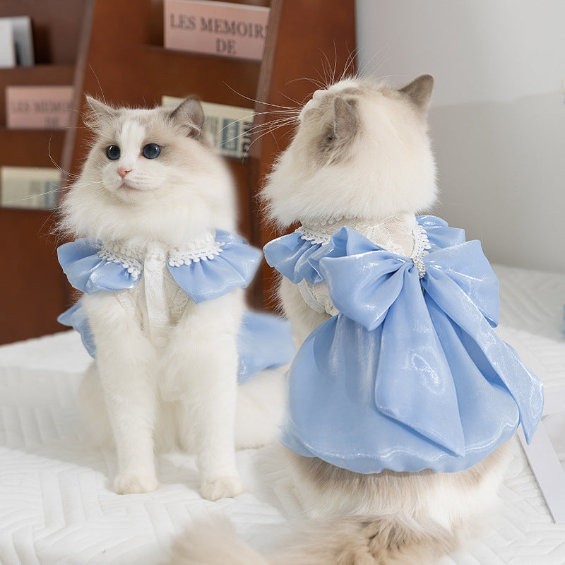 Vêtements de chat Princesse style Sparkly Big Bow Robe